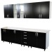 Bucatarie Zebra 260 cm din PAL Negru cu blat termoizolant alb/bej